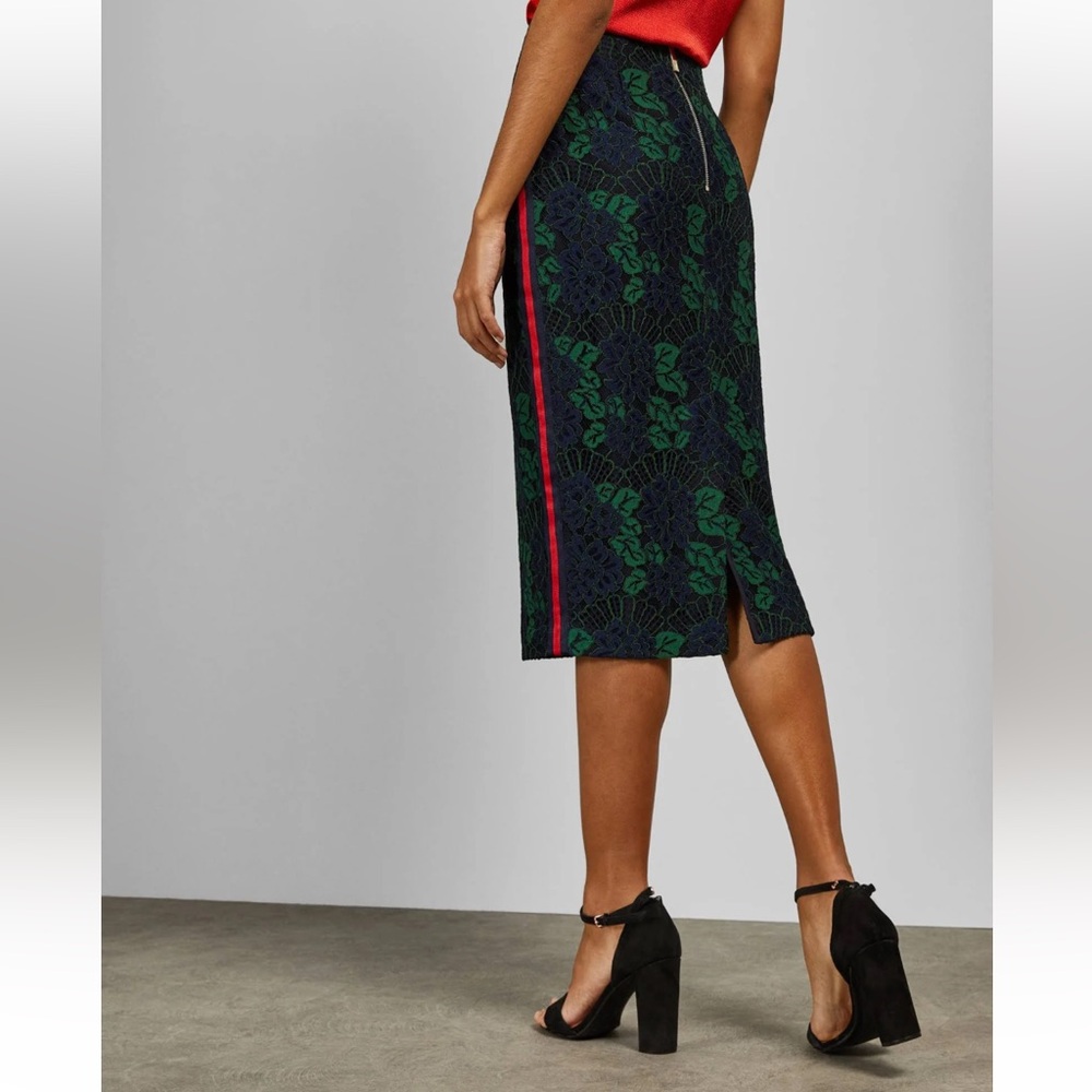 Ted Baker Navy and Green Pencil Skirt